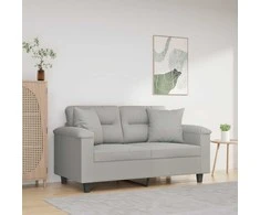 Dvivietė sofa su pagalvėmis, pilka, 120cm, mikropluošto audinys