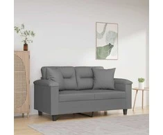 Dvivietė sofa su pagalvėmis, pilka, 120cm, mikropluošto audinys