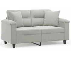 Dvivietė sofa su pagalvėmis, pilka, 120cm, mikropluošto audinys