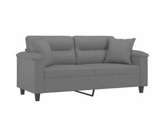 Dvivietė sofa su pagalvėmis, pilka, 140cm, mikropluošto audinys