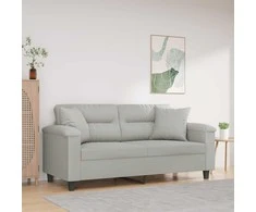 Dvivietė sofa su pagalvėmis, pilka, 140cm, mikropluošto audinys