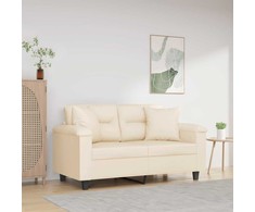 Dvivietė sofa su pagalvėmis, smėlio, 120cm, audinys
