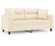 Dvivietė sofa su pagalvėmis, smėlio, 140cm, audinys