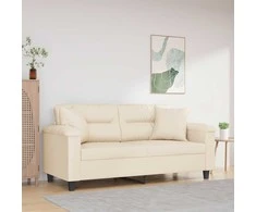 Dvivietė sofa su pagalvėmis, smėlio, 140cm, audinys