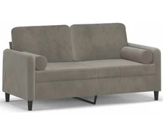 Dvivietė sofa su pagalvėmis, šviesiai pilka, 140cm, aksomas