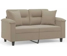 Dvivietė sofa su pagalvėmis, taupe, 120cm, mikropluošto audinys