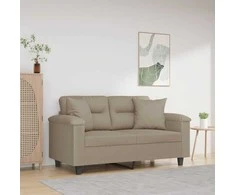Dvivietė sofa su pagalvėmis, taupe, 120cm, mikropluošto audinys