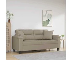 Dvivietė sofa su pagalvėmis, taupe, 140cm, mikropluošto audinys