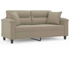 Dvivietė sofa su pagalvėmis, taupe, 140cm, mikropluošto audinys