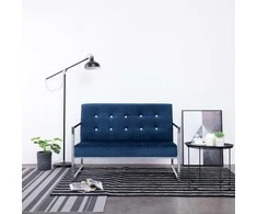 Dvivietė sofa su porankiais, mėlynos sp., chromas ir aksomas