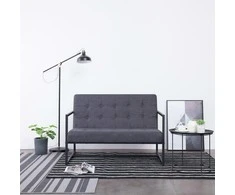 Dvivietė sofa su porankiais, tams. pilk. sp., plienas ir aud.