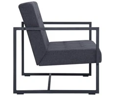 Dvivietė sofa su porankiais, tams. pilk. sp., plienas ir aud.