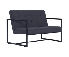 Dvivietė sofa su porankiais, tams. pilk. sp., plienas ir aud.