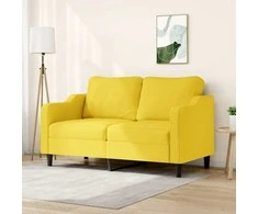 Dvivietė sofa, šviesiai geltonos spalvos, 140cm, audinys