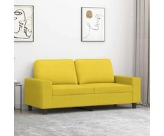 Dvivietė sofa, šviesiai geltonos spalvos, 140cm, audinys