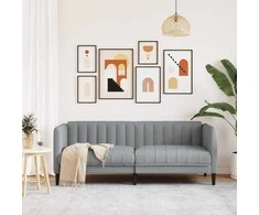 Dvivietė sofa, šviesiai pilkos spalvos, audinys