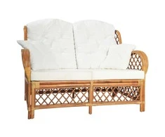 Dvivietė sofa, šviesiai rudos spalvos, ratanas