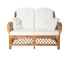 Dvivietė sofa, šviesiai rudos spalvos, ratanas