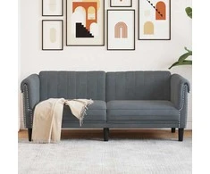 Dvivietė sofa, tamsiai pilkos spalvos, aksomas