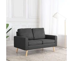 Dvivietė sofa, tamsiai pilkos spalvos, audinys
