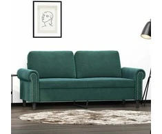 Dvivietė sofa, tamsiai žalios spalvos, 140cm, aksomas