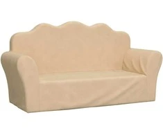 Dvivietė vaikiška sofa, kreminės spalvos, minkštas pliušas