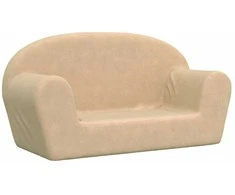 Dvivietė vaikiška sofa, kreminės spalvos, minkštas pliušas