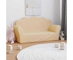 Dvivietė vaikiška sofa, kreminės spalvos, minkštas pliušas