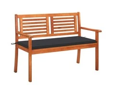 Dvivietis sodo suoliukas su pagalvėle, 120cm, eukalipto masyvas