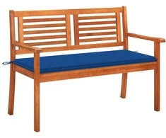 Dvivietis sodo suoliukas su pagalvėle, 120cm, eukalipto masyvas