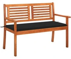 Dvivietis sodo suoliukas su pagalvėle, 120cm, eukalipto masyvas
