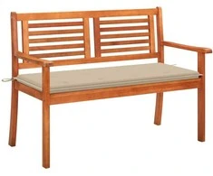 Dvivietis sodo suoliukas su pagalvėle, 120cm, eukalipto masyvas