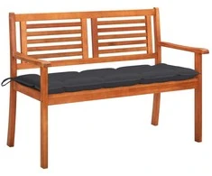 Dvivietis sodo suoliukas su pagalvėle, 120cm, eukalipto masyvas