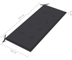 Dvivietis sodo suoliukas su pagalvėle, 120cm, eukalipto masyvas