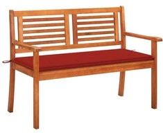 Dvivietis sodo suoliukas su pagalvėle, 120cm, eukalipto masyvas