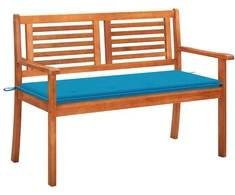 Dvivietis sodo suoliukas su pagalvėle, 120cm, eukalipto masyvas