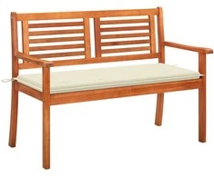 Dvivietis sodo suoliukas su pagalvėle, 120cm, eukalipto masyvas