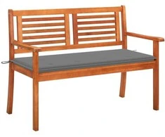 Dvivietis sodo suoliukas su pagalvėle, 120cm, eukalipto masyvas