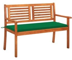 Dvivietis sodo suoliukas su pagalvėle, 120cm, eukalipto masyvas