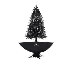 Eglutė su sniego funkcija ir skėčio pagrindu, juoda, 190cm, PVC