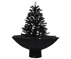 Eglutė su sniego funkcija ir skėčio pagrindu, juoda, 75cm, PVC