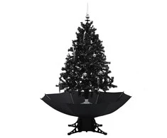 Eglutė su sniego funkcija ir skėčio pagrindu, juoda, 140cm, PVC