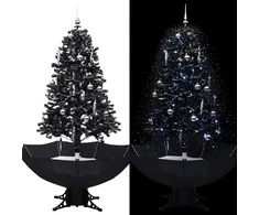 Eglutė su sniego funkcija ir skėčio pagrindu, juoda, 170cm, PVC