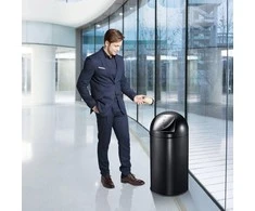 EKO Šiukšliadėžė su paspaudžiamu dangčiu, matinės juodos spalvos, 40l