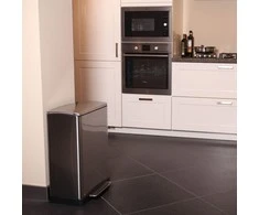EKO Šiukšliadėžė su pedalu E-Cube, matinės sidabrinės spalvos, 50l