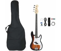 Elektrinė bosinė gitara pradedantiesiems, ruda/balta, 4/4 46"