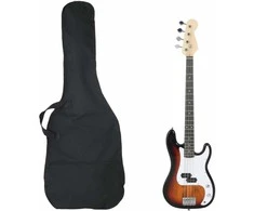 Elektrinė bosinė gitara pradedantiesiems, ruda/balta, 4/4 46"