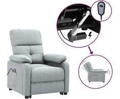 Elektrinis masažinis krėslas, šviesiai pilkos spalvos, audinys