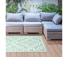 Esschert Design Lauko kilimas, žalios ir baltos spalvos, 182x122cm