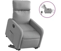 Fotelis Atsistojantis atlošiamas krėslas, šviesiai pilkas, audinys